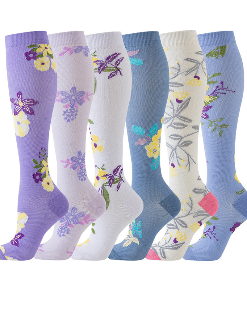 6 Pairs Of High-Elastic Breathable Calf Compression Socks For Sports and Fitness