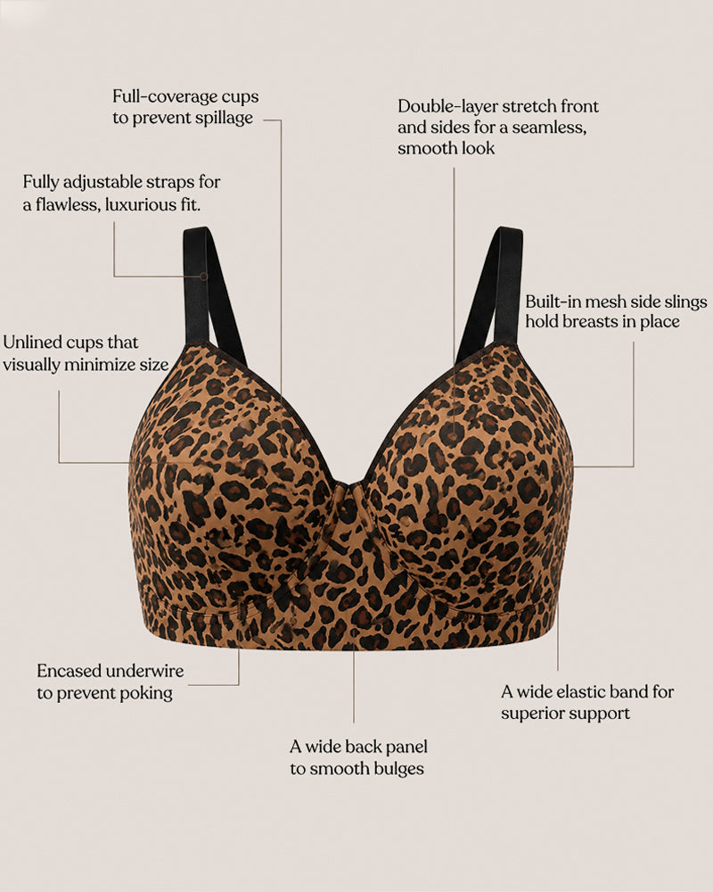 Leopard Print Seamless High Elasticity Full Cup Bra