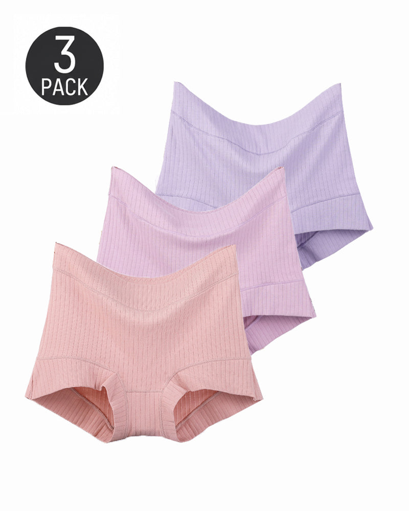 Multi-pack Plus Size High Waist Hip-hugging Cotton Ribbed Briefs