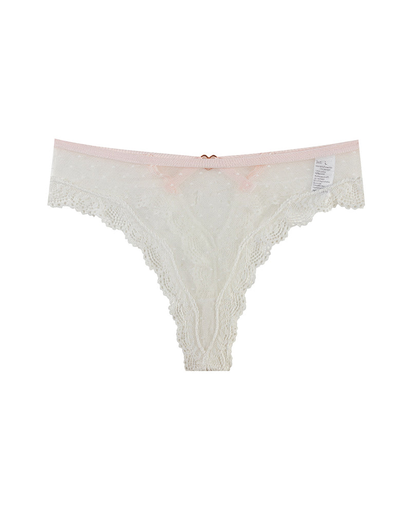Polka Dot Lace Cutout See-through Thong
