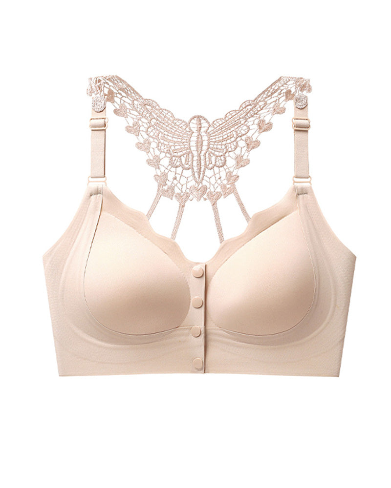 Seamless Front-closure Push-up Butterfly Back Bra