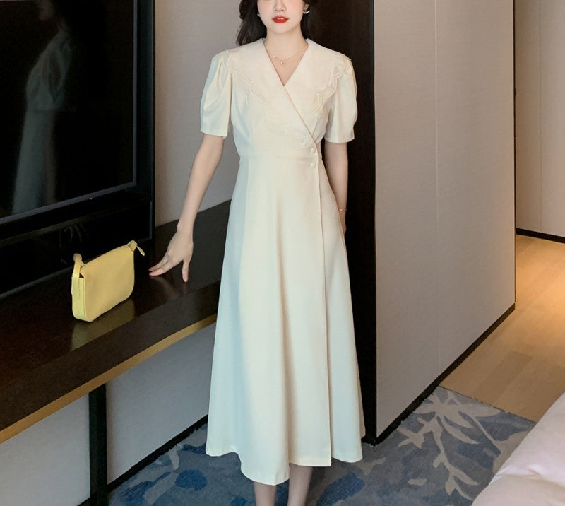 Midi Dress With Big Black Lapels