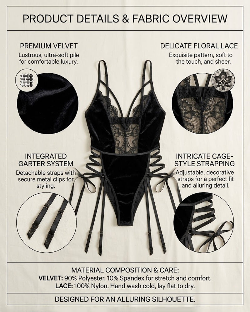 Deep V Lace Open-Crotch Bodysuit