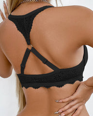 Women's Front-closure Lace-paneled Underwired Bra