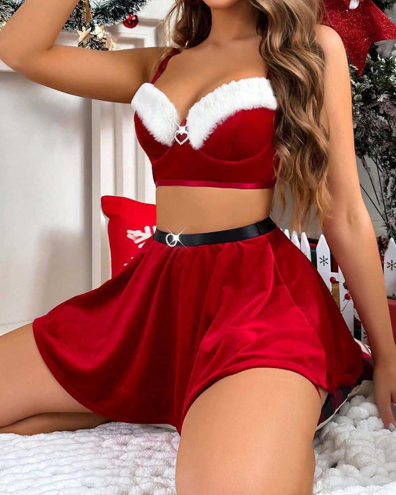 Christmas Velvet Heart Decoration Suit