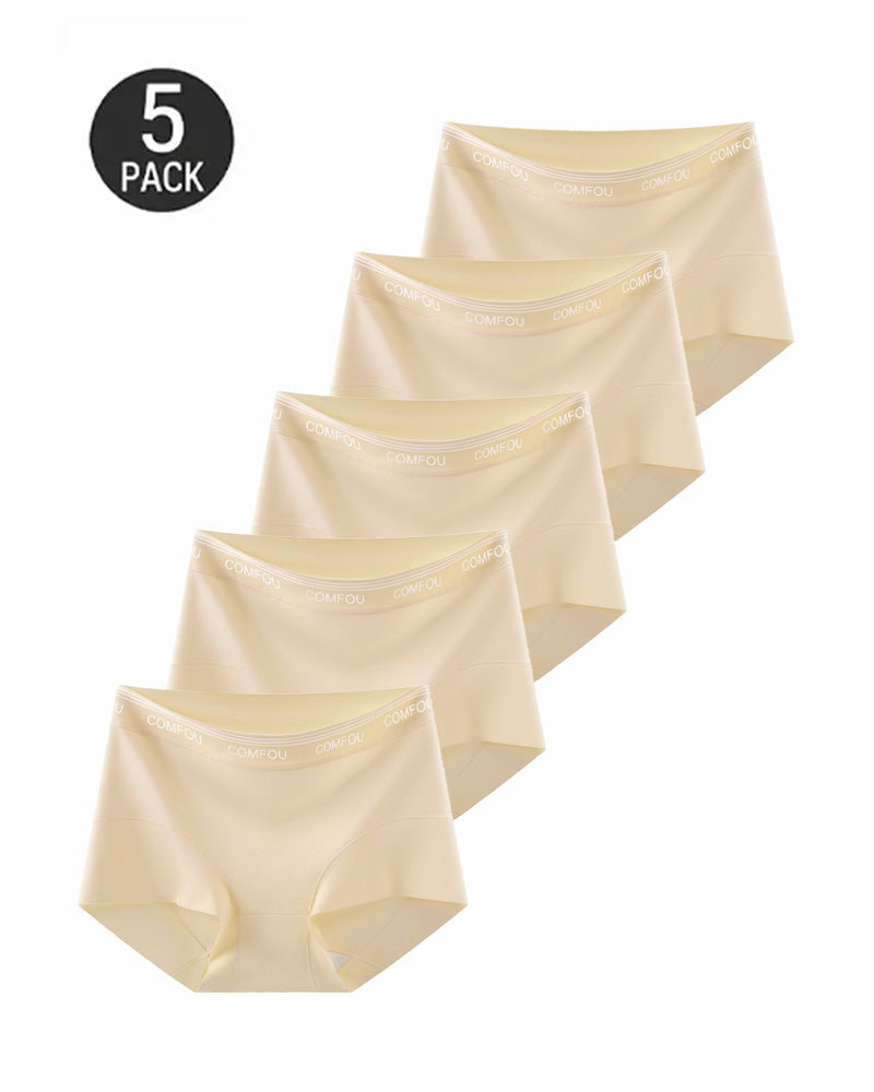 Five-Pack Mid Waist Pure Cotton High Elasticity Breathable Briefs