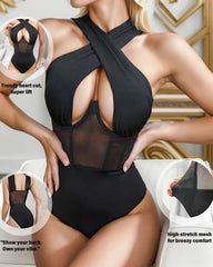 Cross-strap Mesh Bodysuit
