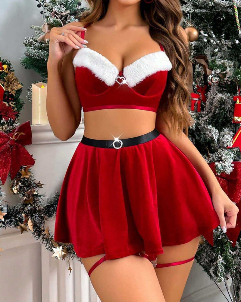 Christmas Velvet Heart Decoration Suit