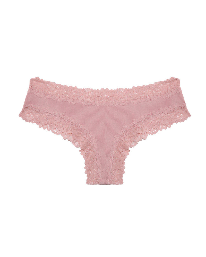 Comfortable Mid-Rise Lace-Trimmed Cotton Crotch Briefs