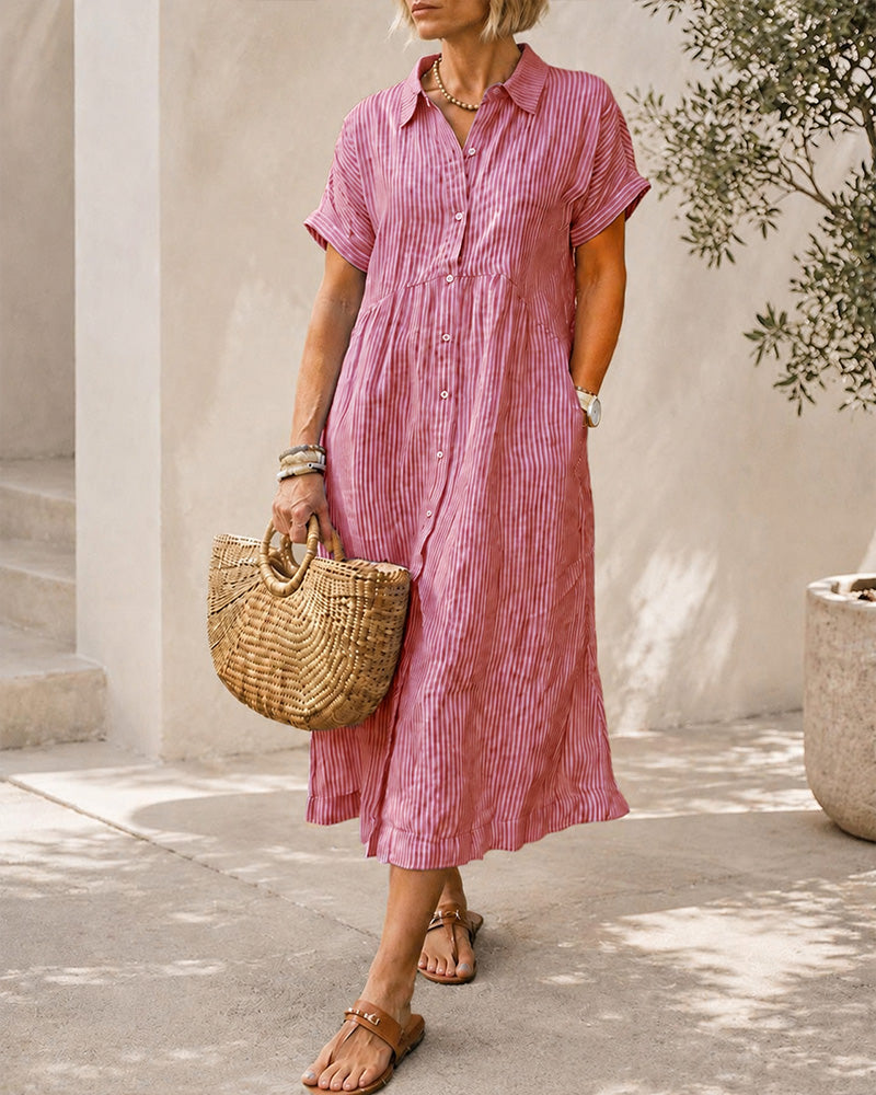 Casual Loose Striped Long Shirt Dress