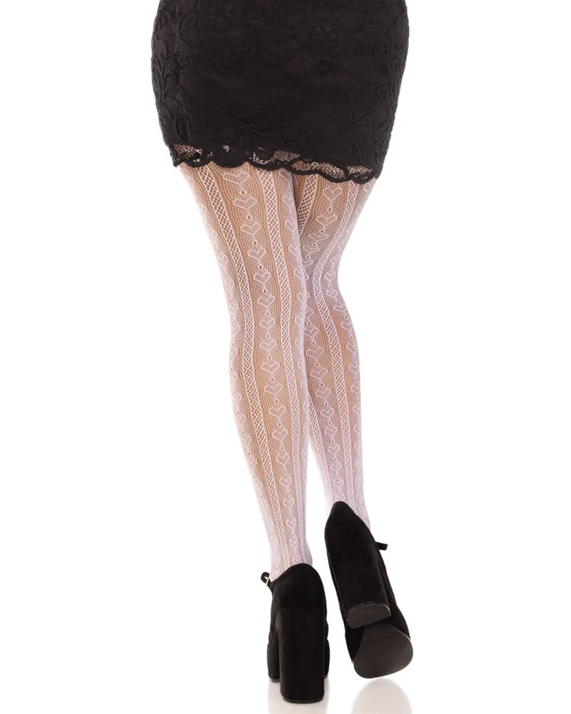 see-through mini bow-decorated openwork pantyhose