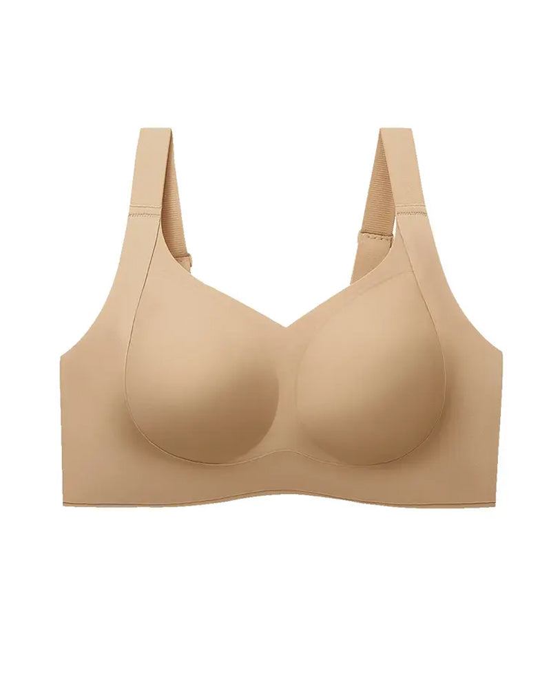 Women's Wire-free Seamless Double-layer Lifting Shoulder Straps Full Cup Push-up Jelly Bra