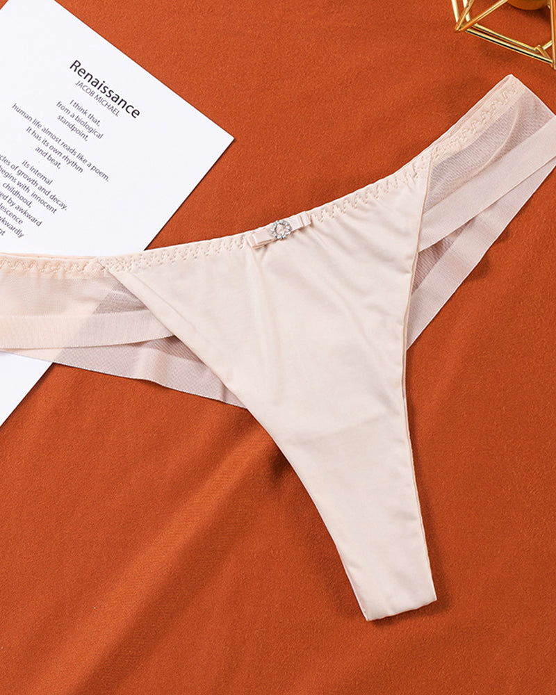 Ice Silk Nude Seamless See-Through Mesh Thong