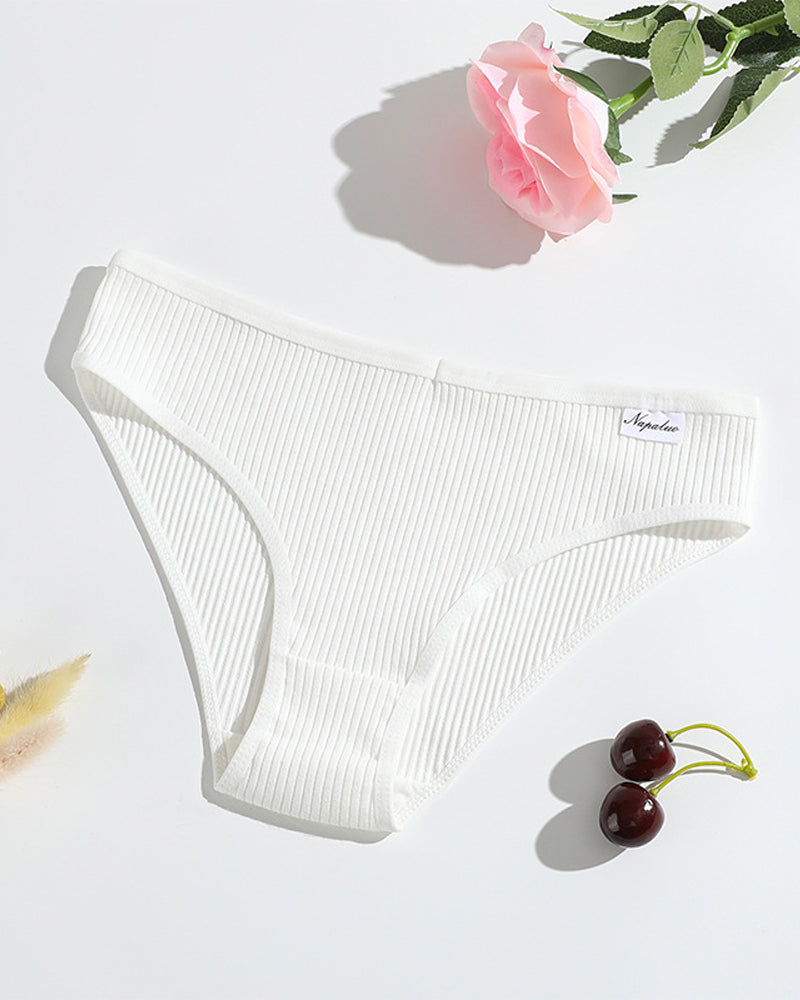 Women's Solid Color Vertical Striped Knit Stretch Seamless Thong