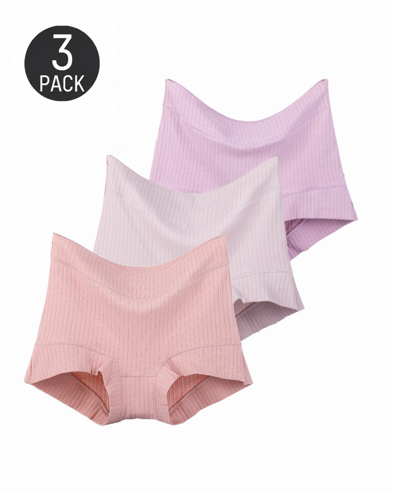 Multi-pack Plus Size High Waist Hip-hugging Cotton Ribbed Briefs