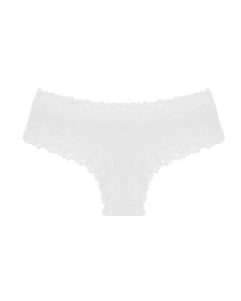 Comfortable Mid-Rise Lace-Trimmed Cotton Crotch Briefs