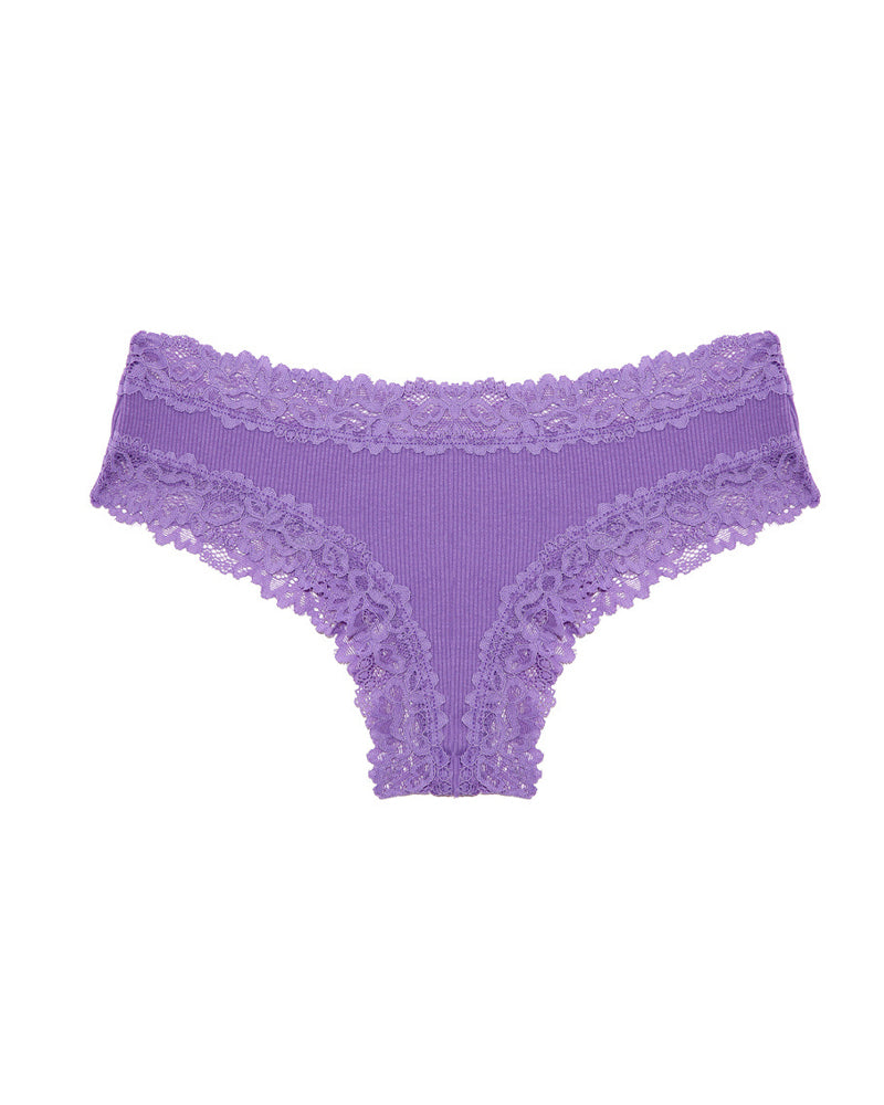 Comfortable Mid-Rise Lace-Trimmed Cotton Crotch Briefs