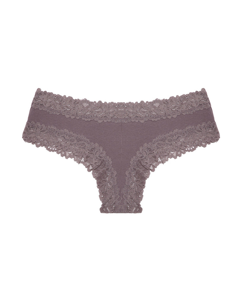 Comfortable Mid-Rise Lace-Trimmed Cotton Crotch Briefs