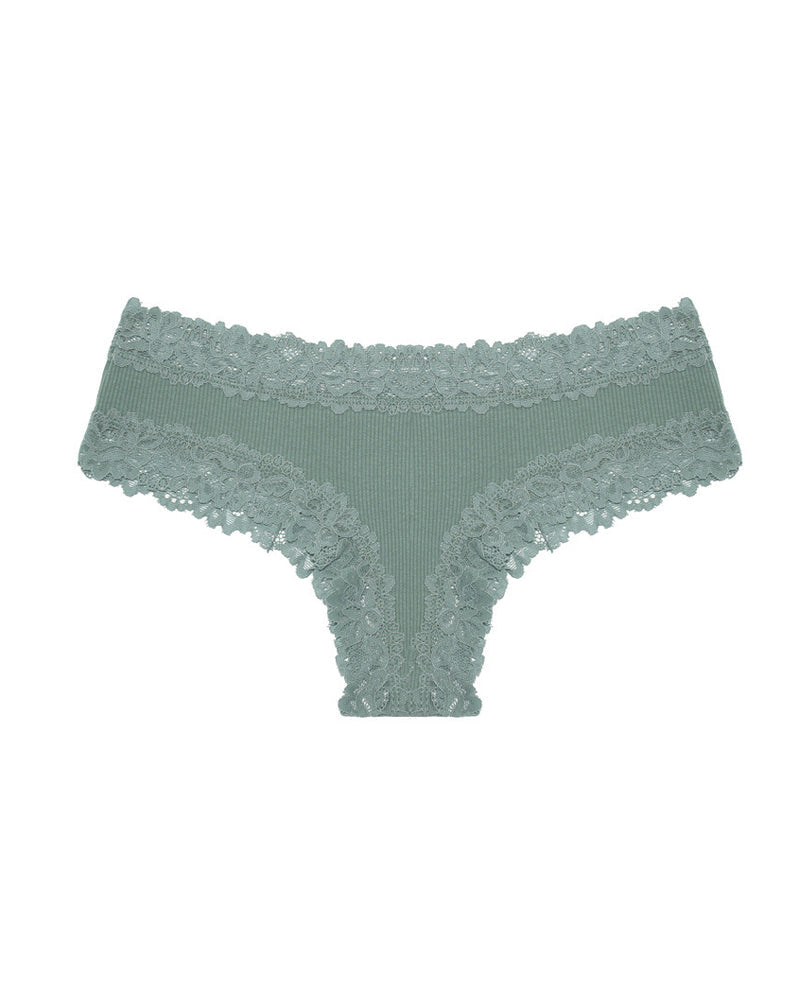 Comfortable Mid-Rise Lace-Trimmed Cotton Crotch Briefs