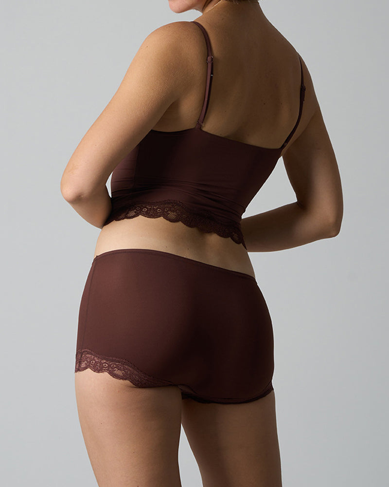 Skin-friendly Lace Trim V-neck Camisole and Boyshorts Underwear Set