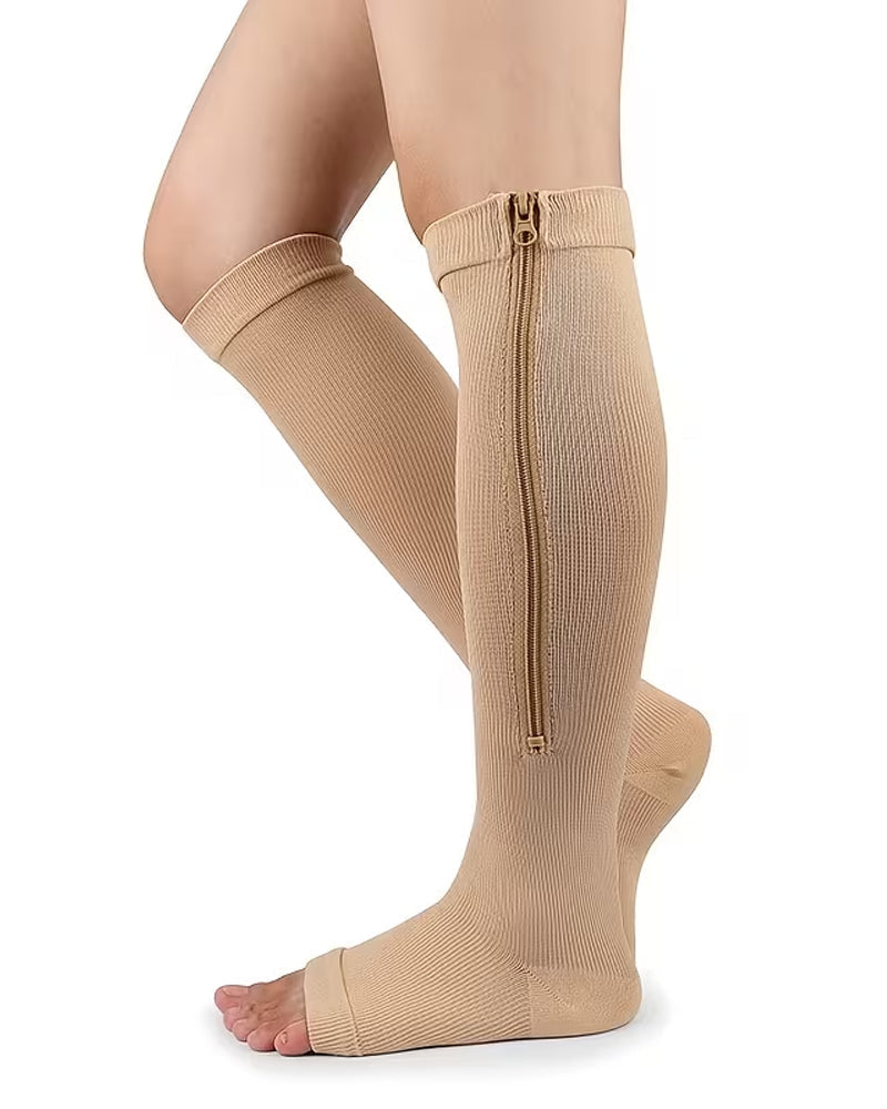 Multi-pack of Zippered Breathable Elastic Compression Stockings