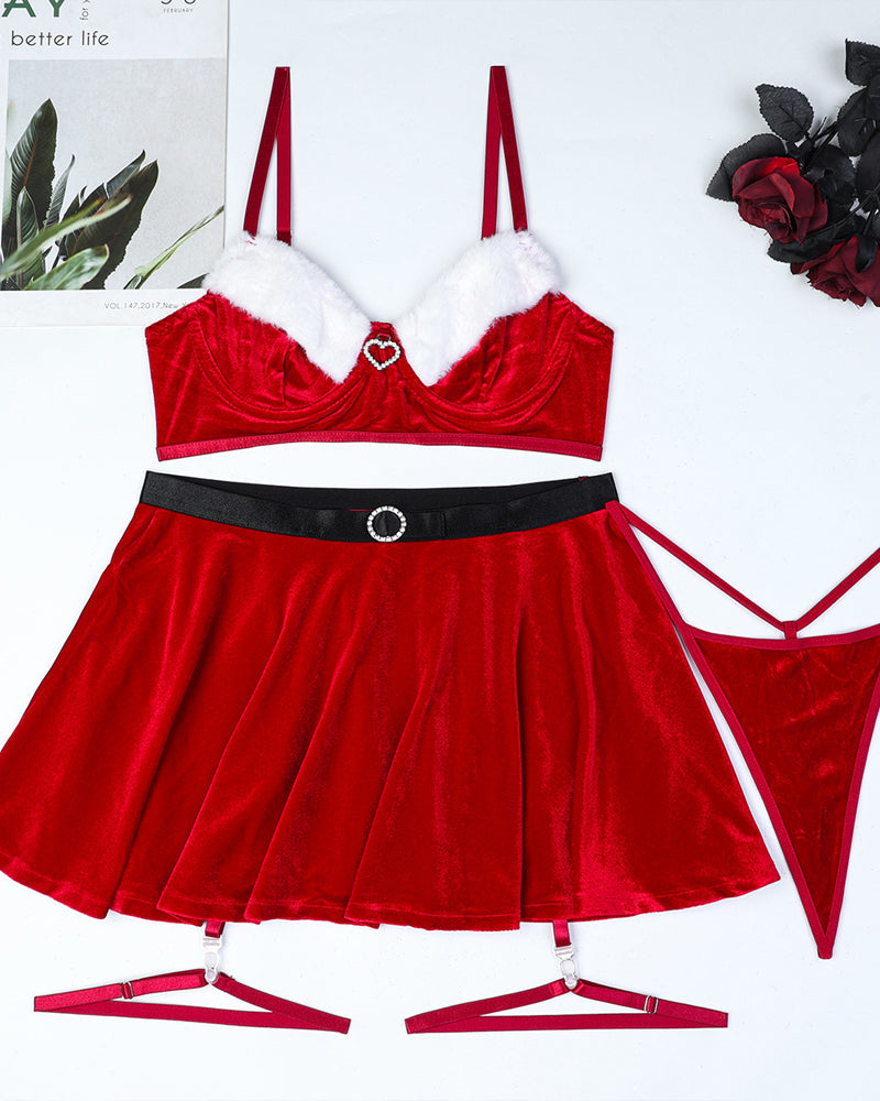 Christmas Velvet Heart Decoration Suit